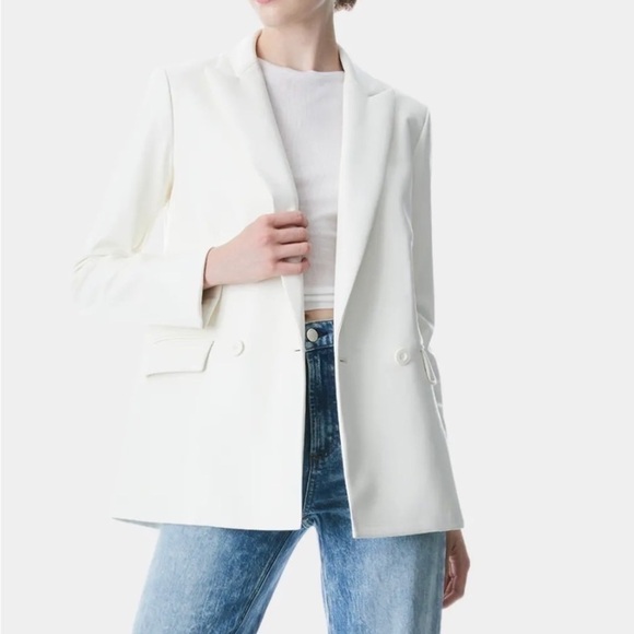 Alice + Olivia Jackets & Blazers - ALICE + OLIVIA Justin Vegan-Leather Roll-Cuff Blazer